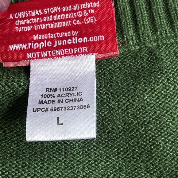 A Christmas Story Ugly Sweater Mens Large Green Fragile Lamp Xmas Festive Party - Picture 5 of 10